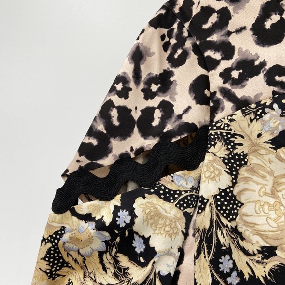 Rebecca Taylor Floral Contrast Silk Tie Blouse - Picture 5 of 7